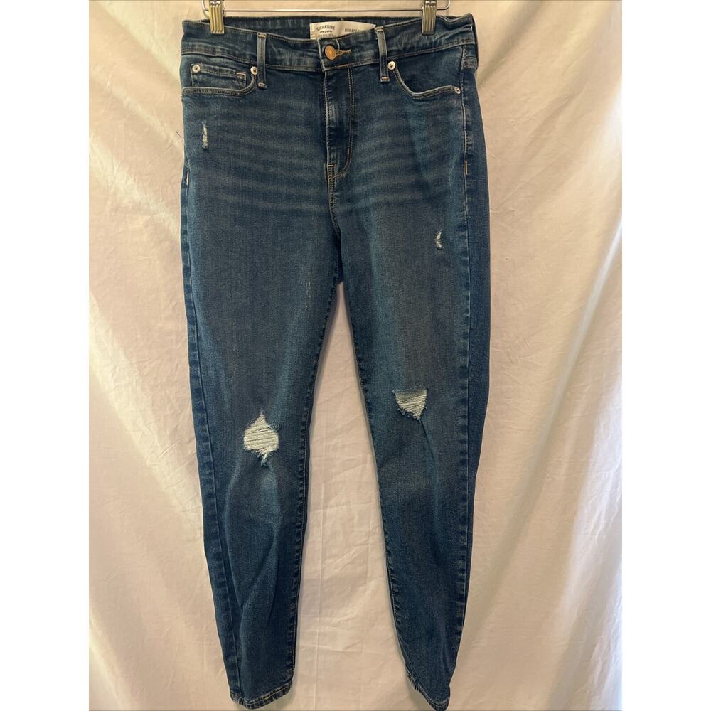 Signature Levi's High Rise Super Skinny Distressed Jeans Women's 8/W29 Blue